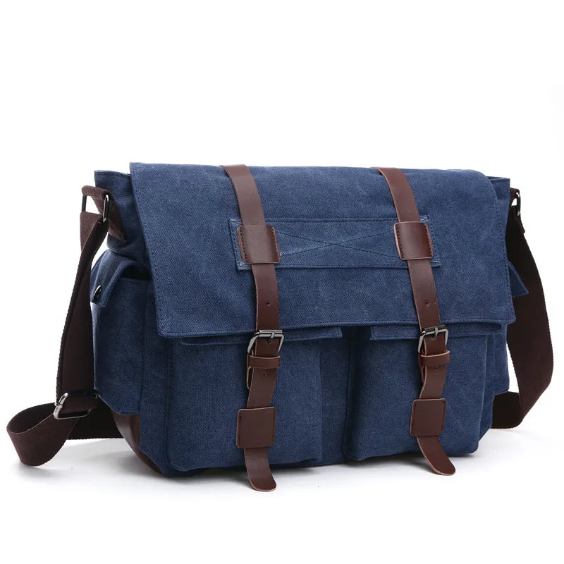 Vintage Canvas Messenger Bag for Men – Casual Crossbody Shoulder Bag for Work, Office & Travel