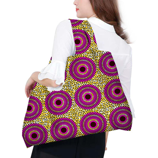 African Wax Beach Large Tote Bag Eco-Friendly Reusable Portable Shoulder Women's