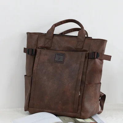 Stylischer Laptop-Rucksack aus PU-Leder für Damen – Große Designer-Arbeitstasche mit USB-Anschluss und Organizer-Fächern