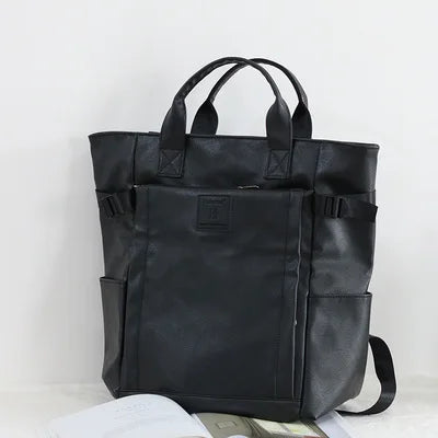 Stylischer Laptop-Rucksack aus PU-Leder für Damen – Große Designer-Arbeitstasche mit USB-Anschluss und Organizer-Fächern
