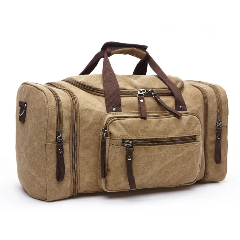 Men's Canvas Travel Duffel Bag – Large, Lightweight, Multifunctional Shoulder & Hand Luggage