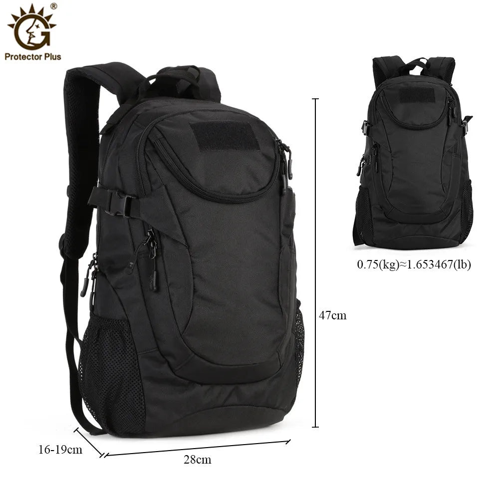 Durable 25L tactical backpack featuring waterproof construction and MOLLE compatibility