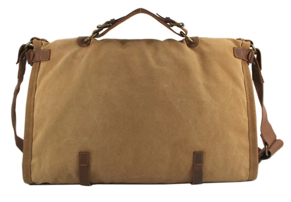 Herren-Wochenendtasche aus Canvas und Leder – Reisetasche im Vintage-Militärstil