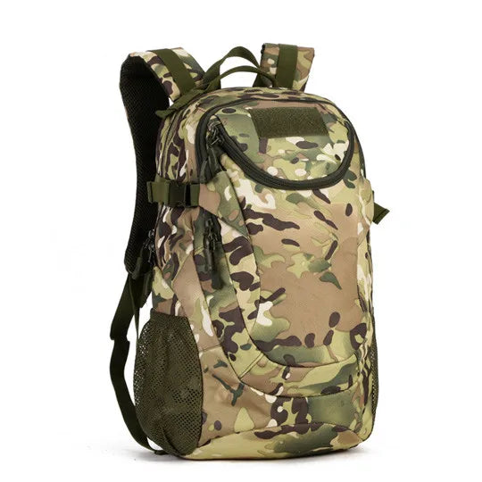 Durable 25L tactical backpack featuring waterproof construction and MOLLE compatibility