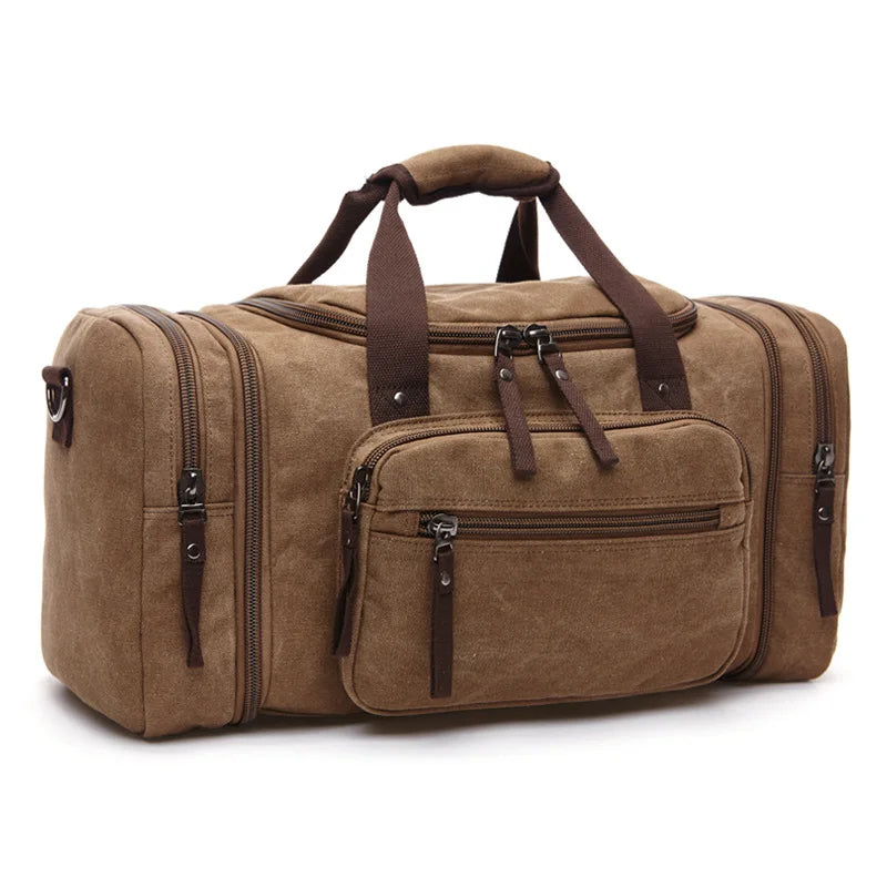 Men's Canvas Travel Duffel Bag – Large, Lightweight, Multifunctional Shoulder & Hand Luggage