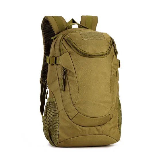 Durable 25L tactical backpack featuring waterproof construction and MOLLE compatibility