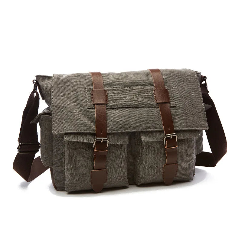 Vintage Canvas Messenger Bag for Men – Casual Crossbody Shoulder Bag for Work, Office & Travel