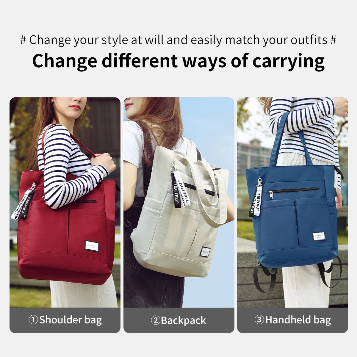 Tigernu Convertible Tote Rucksack für Damen – Multifunktionale Laptoptasche &amp; Schulhandtasche mit großem Fassungsvermögen | Stilvoll, schick &amp; sofort einsatzbereit