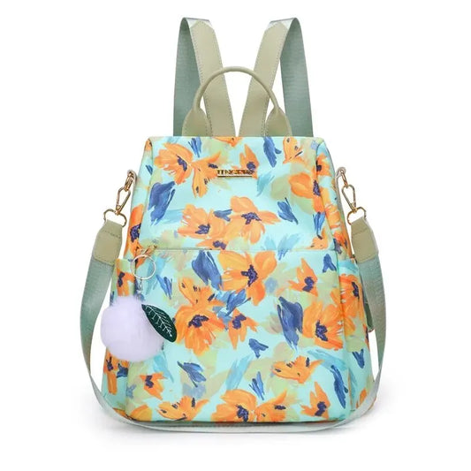 Stylish Floral Backpack – Lightweight, Large Capacity Bag with Textured Fabric for Women & Teens