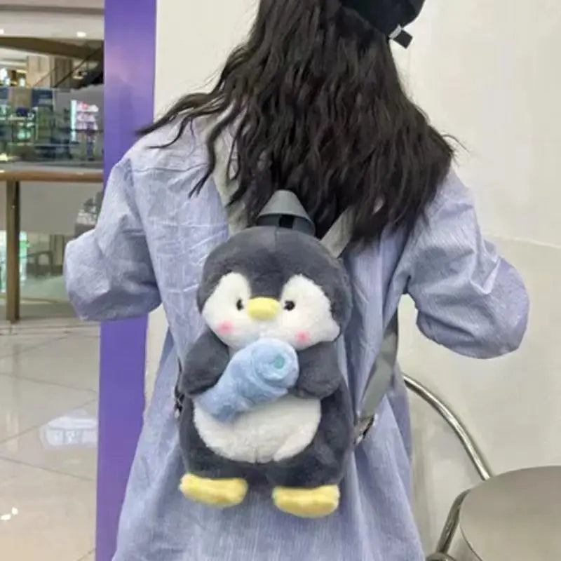 Kawaii Penguin Plush Animal Backpack – Cute Cartoon Shoulder Bag for Girls & Women, Trendy Fashion Rucksack Knapsack