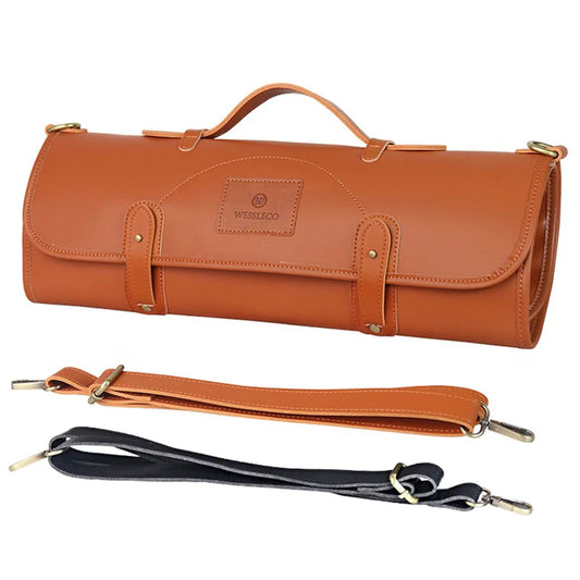 Professionelle Rolltasche aus Leder für Kochmesser – Tragbarer Messeraufbewahrungs-Organizer für Hackmesser, Santoku und Grillwerkzeuge