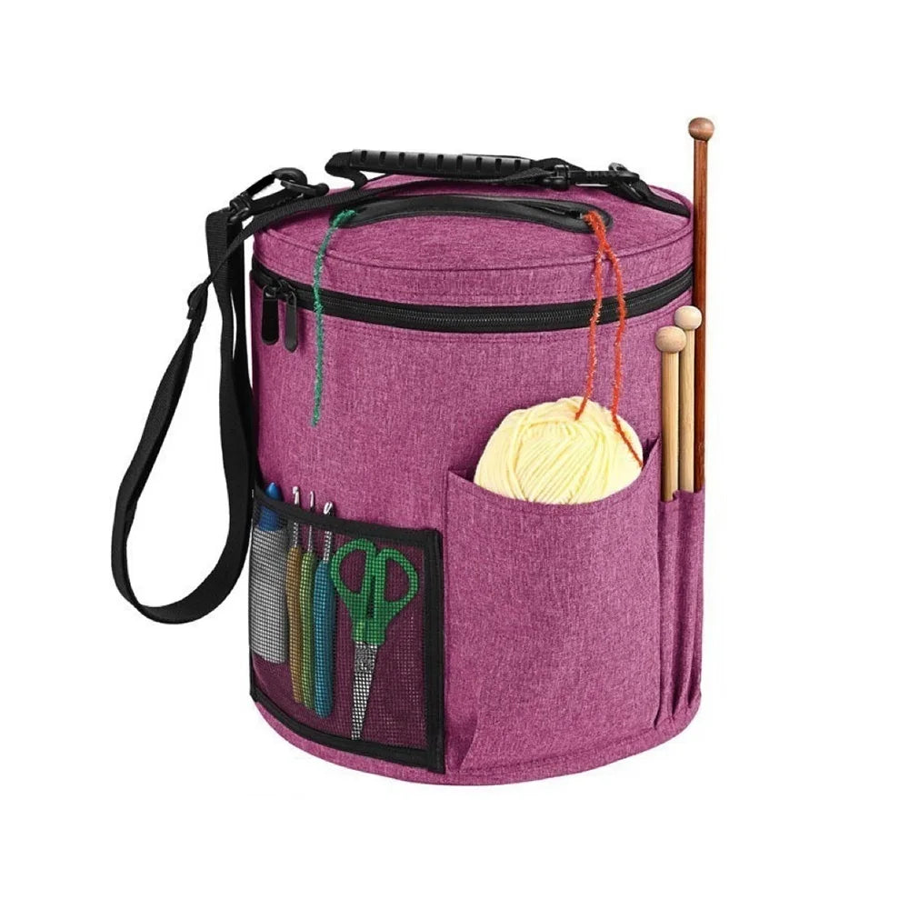 Knitting Tool Storage Bag – Large Capacity Crochet Yarn Organizer Tote with Needles & Hooks Pocket, Portable Craft Project Bag