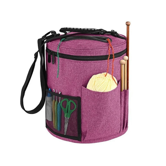 Knitting Tool Storage Bag – Large Capacity Crochet Yarn Organizer Tote with Needles & Hooks Pocket, Portable Craft Project Bag