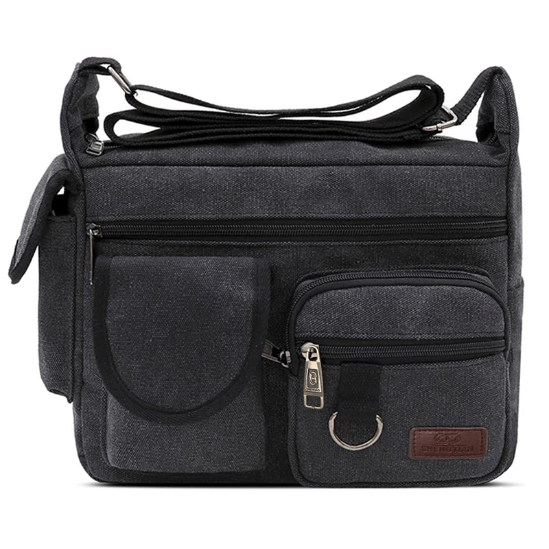 Water-Resistant Vintage Messenger Bag for Men – Waxed Canvas Crossbody Briefcase & Shoulder Bag