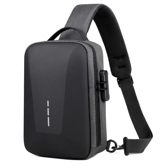 Diebstahlsichere Crossbody-Brusttasche für Herren – USB-Ladeanschluss, Zahlenschloss und Schultertasche für unterwegs