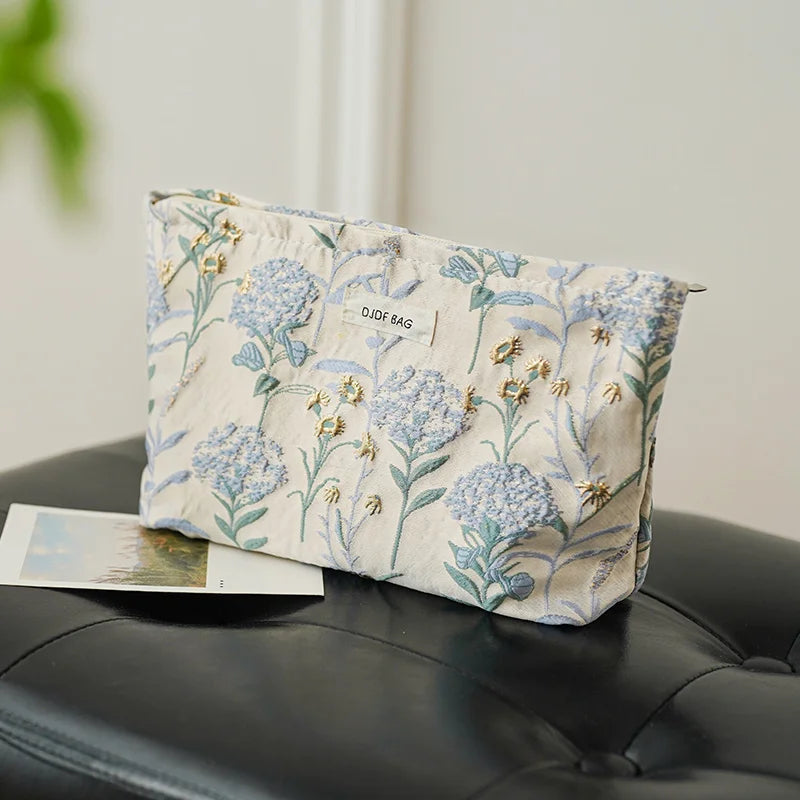 DJDF Women’s Floral Cosmetic Bag – Large-Capacity Travel Toiletry Organizer with Coin Pouch