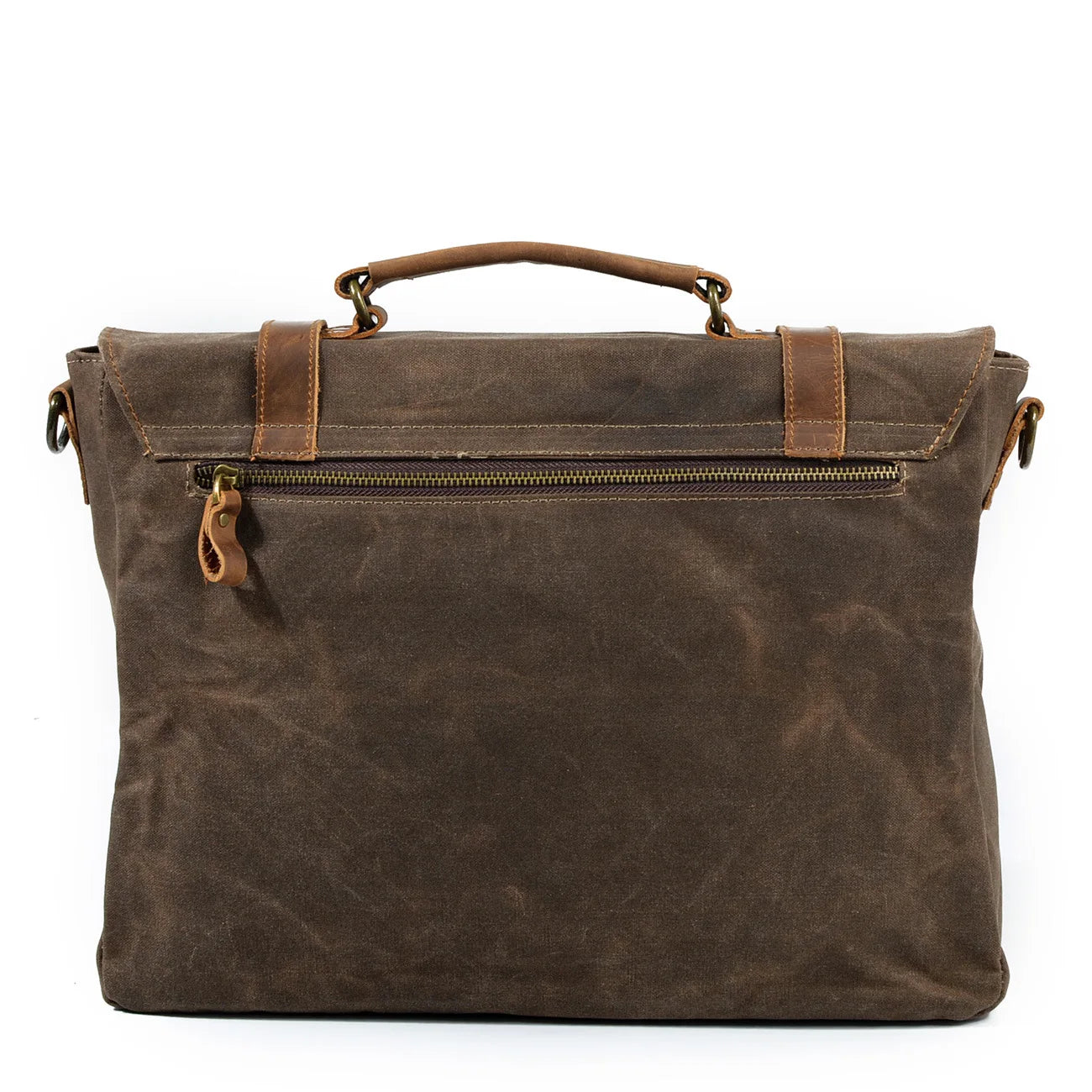 Waterproof Waxed Canvas & Cowhide Briefcase – Men’s Vintage Business Laptop Shoulder