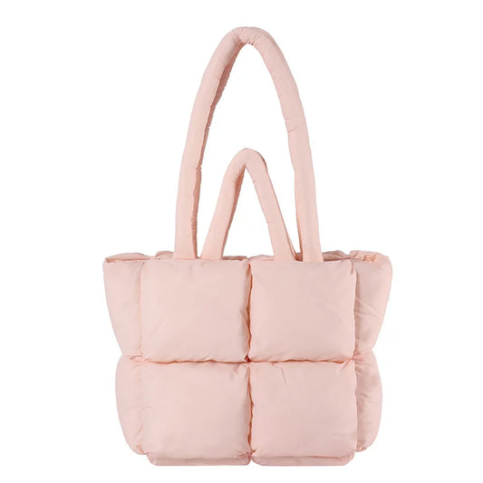 Quilted Puffer Tote Bag – Weich gepolsterte Nylon-Schulterhandtasche für Damen, wintertauglich und stylisch