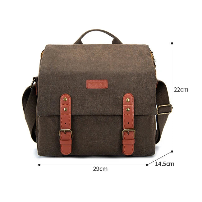 Cwatcun Wasserfeste Canvas-Kamera-Schultertasche – Stoßfeste Tasche für Canon, Nikon, Sony und Objektive