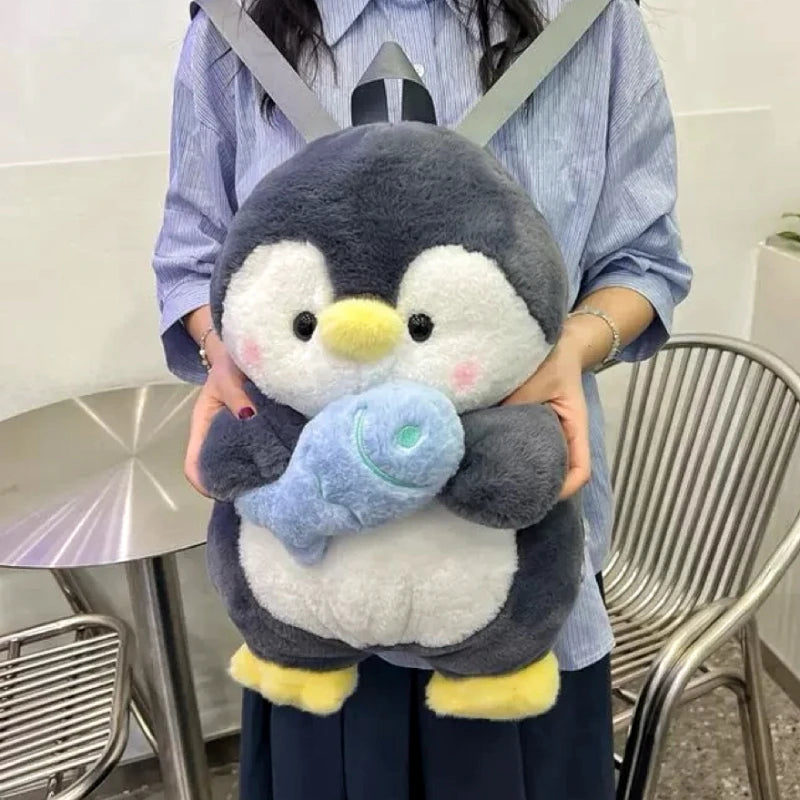 Kawaii Penguin Plush Animal Backpack – Cute Cartoon Shoulder Bag for Girls & Women, Trendy Fashion Rucksack Knapsack
