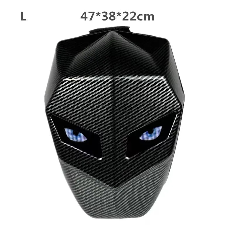 LED Knight Motorradhelm-Rucksack – Bluetooth-wasserdichte Hartschalen-Fahrradtasche mit Augendesign, passend für Laptop, stilvoll und langlebig