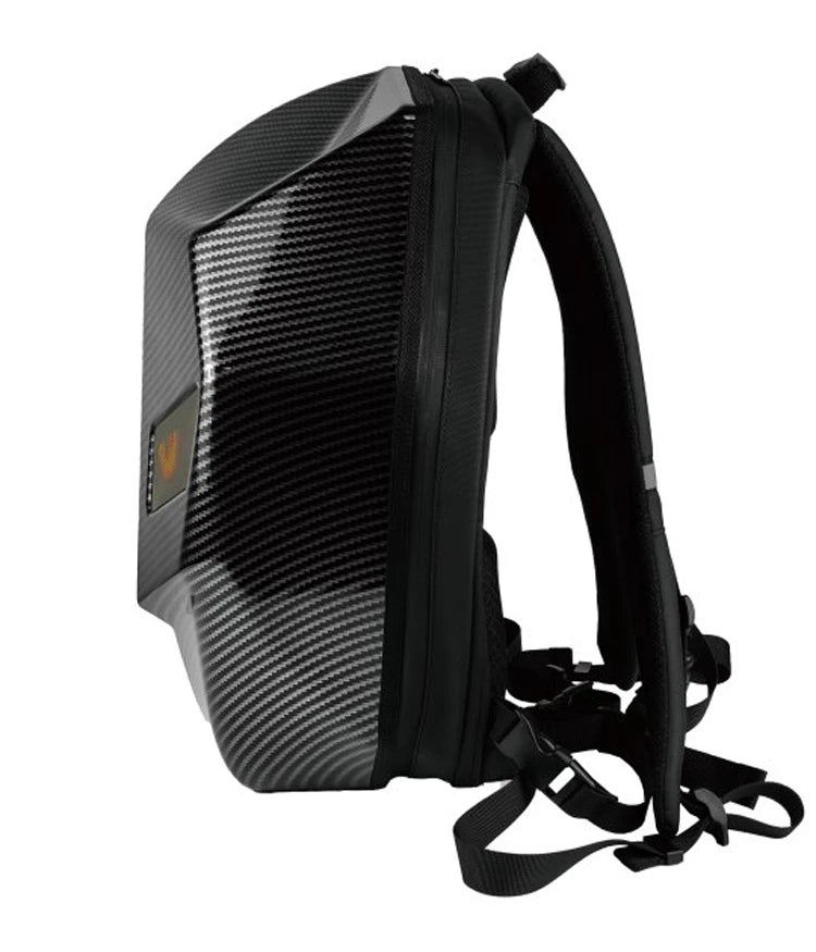 LED Knight Motorradhelm-Rucksack – Bluetooth-wasserdichte Hartschalen-Fahrradtasche mit Augendesign, passend für Laptop, stilvoll und langlebig