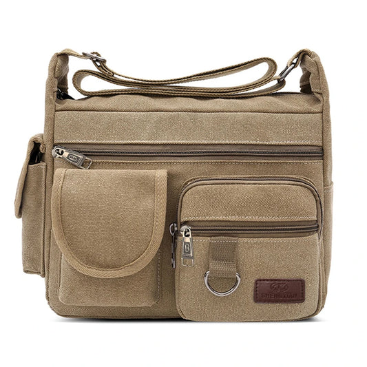Water-Resistant Vintage Messenger Bag for Men – Waxed Canvas Crossbody Briefcase & Shoulder Bag