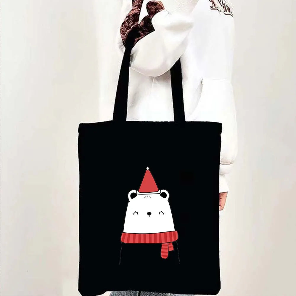 Cute Kawaii Bear Canvas Tote Bag – Bubu Dudu Love Couple Eco-Friendly Cotton Shopper for Women & Girls