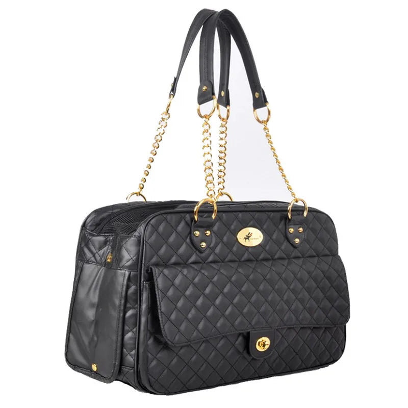 Luxury Leather Pet Carrier Bag – Designer Small Dog & Cat Travel Tote for Chihuahua, French Bulldog & Puppies