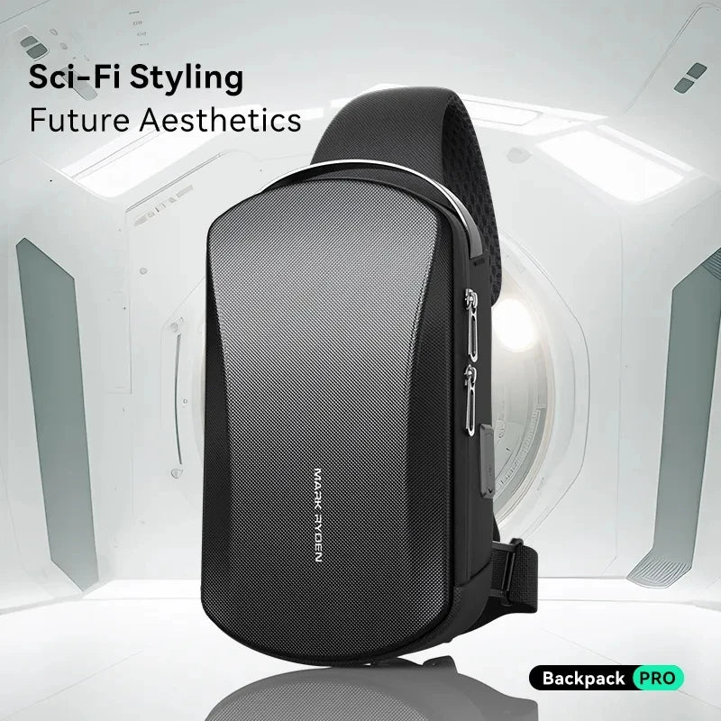Mark Ryden Futuristischer Sling-Rucksack – Umhängetasche mit USB-Ladefunktion für Reisen und den täglichen Gebrauch