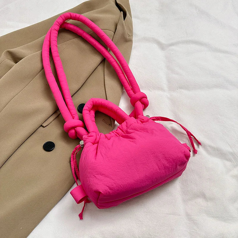 Lässige Puffer-Tragetasche für Damen – Weiche, gepolsterte Schulter- und Umhängetasche aus Nylon im Vintage-Stil mit großem Fassungsvermögen