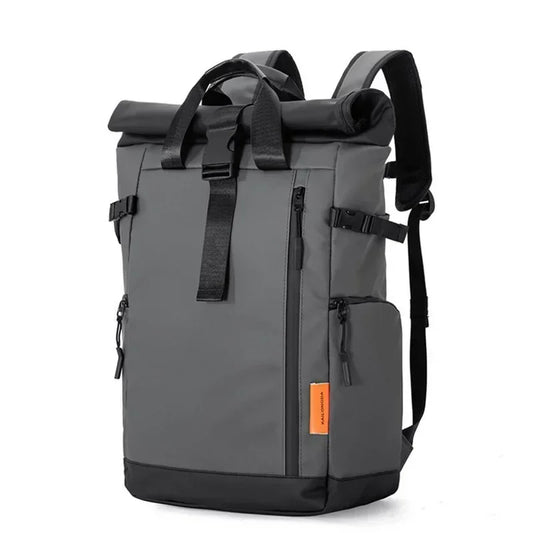 Men's Outdoor Travel Roll Top Backpack 20-35L Capacity Air Cushion Belt