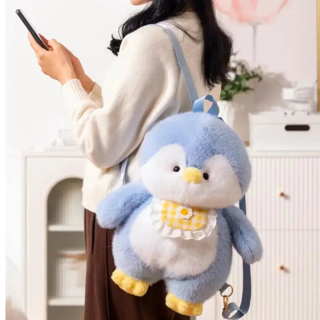 Kawaii Penguin Plush Animal Backpack – Cute Cartoon Shoulder Bag for Girls & Women, Trendy Fashion Rucksack Knapsack