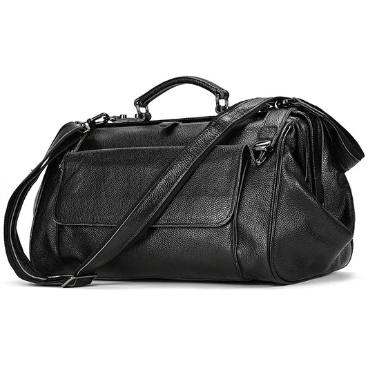 Unisex Genuine Leather Duffle Bag – Luxury Designer Travel Handbag for Business, Weekend & Flights (45cm)