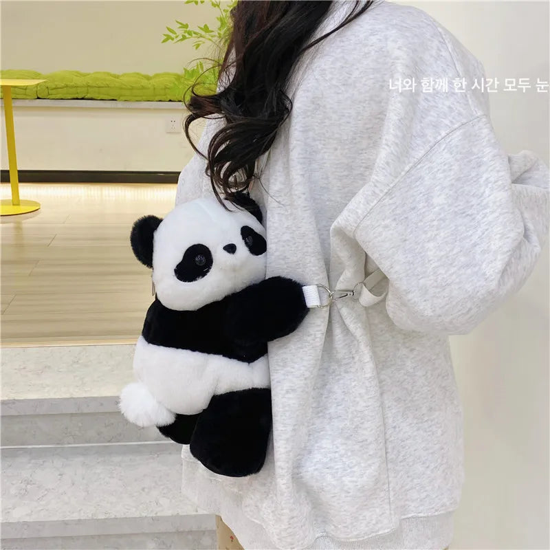 Cute Panda Animal Backpack – Cartoon Plush Shoulder Bag for Kids, Girls’ School Bag, Travel & Birthday Gift
