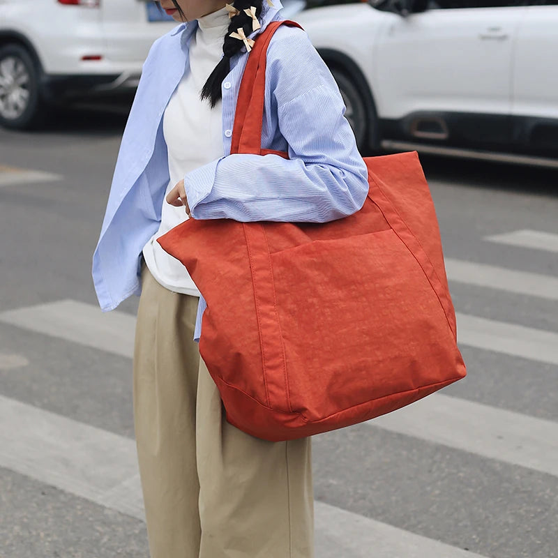 Oversized Waterproof Nylon Shoulder Bag for Women – Durable Large-Capacity Shopping Tote, 2024 Fashion Handbag