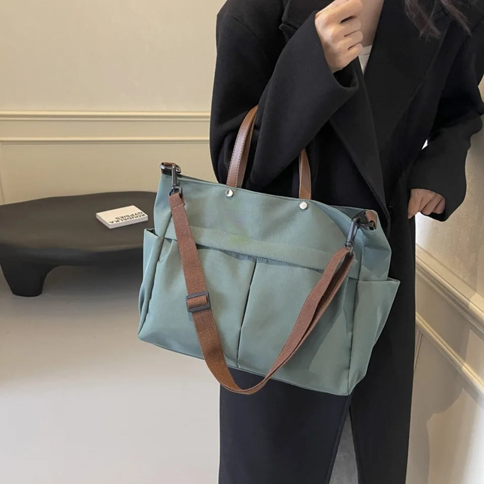 Stylish Nylon Tote Bag for Women – A4 Laptop Shoulder Bag, Designer Briefcase for Students & Commuters"