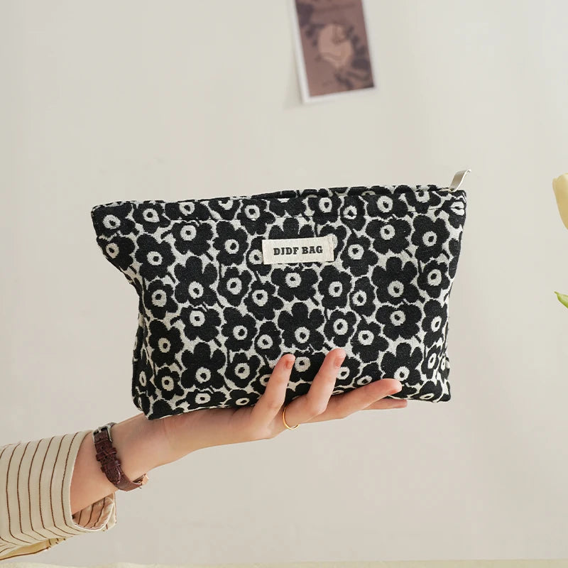 DJDF Women’s Floral Cosmetic Bag – Large-Capacity Travel Toiletry Organizer with Coin Pouch