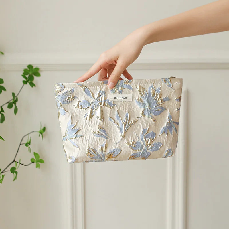 DJDF Women’s Floral Cosmetic Bag – Large-Capacity Travel Toiletry Organizer with Coin Pouch