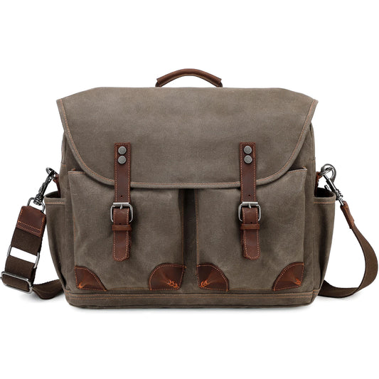 Men’s Vintage Leather Laptop Messenger Bag – 17-Inch Convertible Backpack & Shoulder Sling Bag