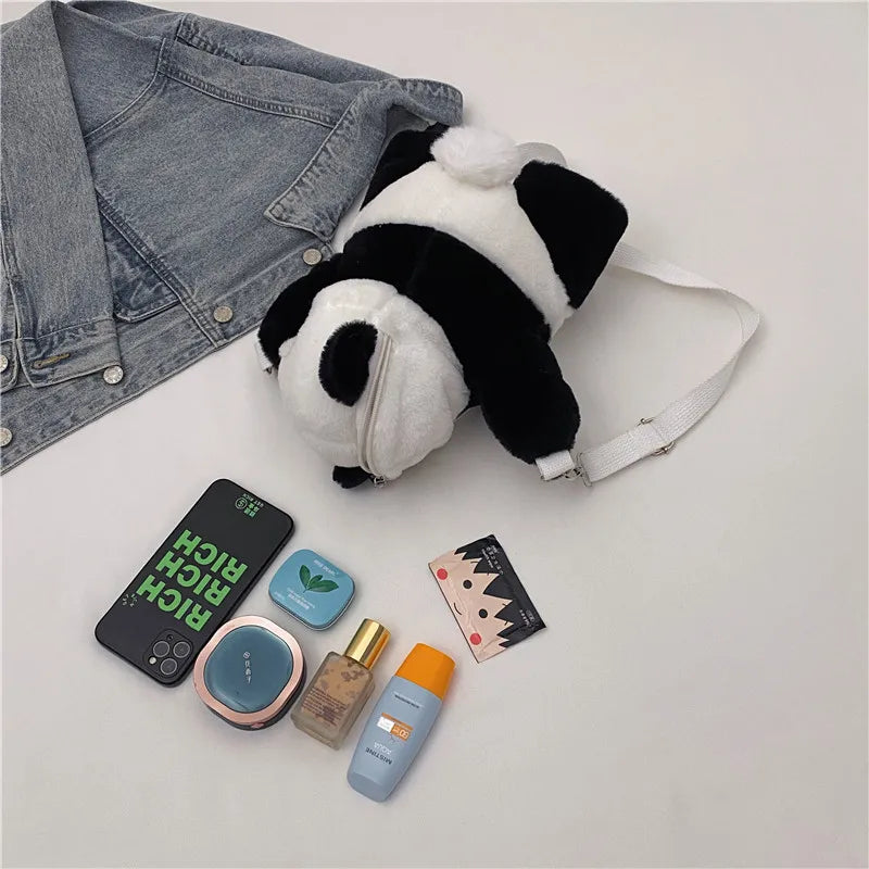 Cute Panda Animal Backpack – Cartoon Plush Shoulder Bag for Kids, Girls’ School Bag, Travel & Birthday Gift