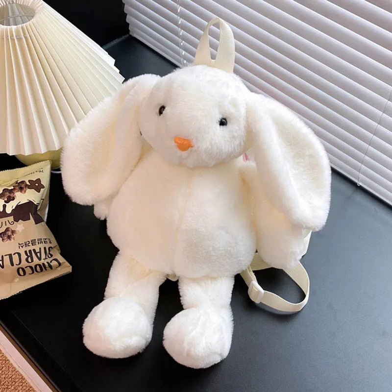 Cute Plush Rabbit Backpack – Small Cartoon Animal Shaped Shoulder Bag for Girls, Trendy Casual Daily Style