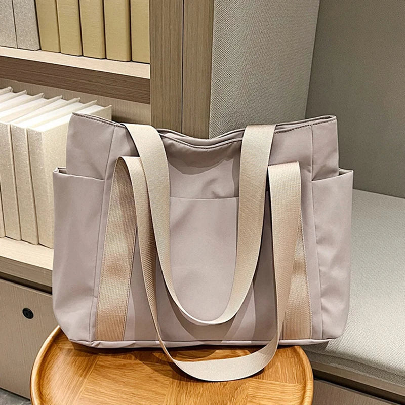 Large Nylon Tote Bag – Stylish College Shoulder Bag for Work, Commuting & Daily Carry
