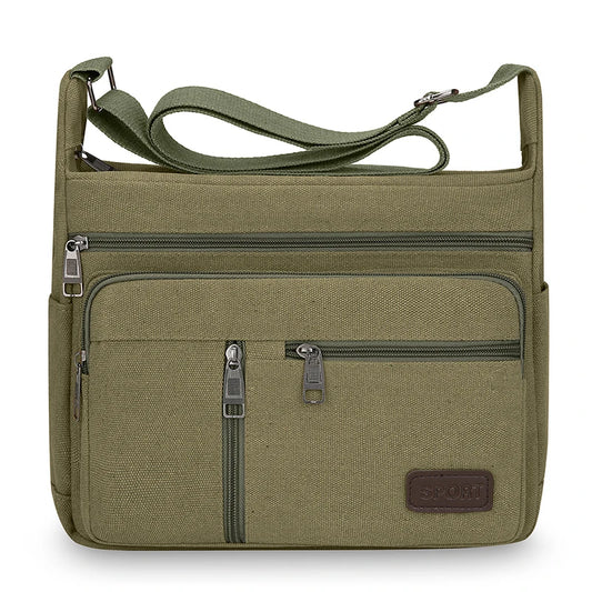 Men’s Canvas Shoulder Bag – Casual Travel Crossbody Tote High Quality Messenger Handbag