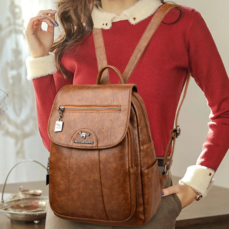 VANDERWAH Women’s Soft Leather Backpack – Stylish & Lightweight Fashion Bag for Daily Use in