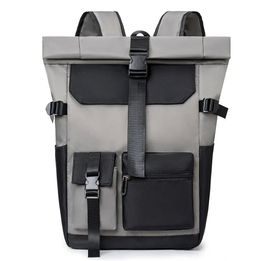 Roll-Top Backpack Unisex Fashionable Casual Travel Bag with Laptop Compartment Softback