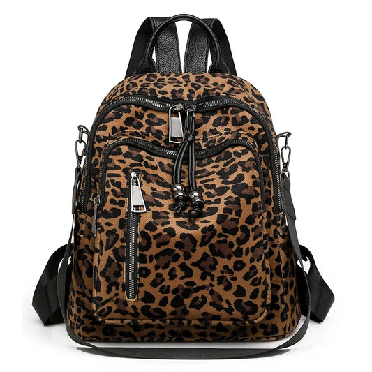 Canvas-Rucksack mit Leopardenmuster für Jugendliche – Große 20–35 l Freizeit-Schul- und Reisetasche