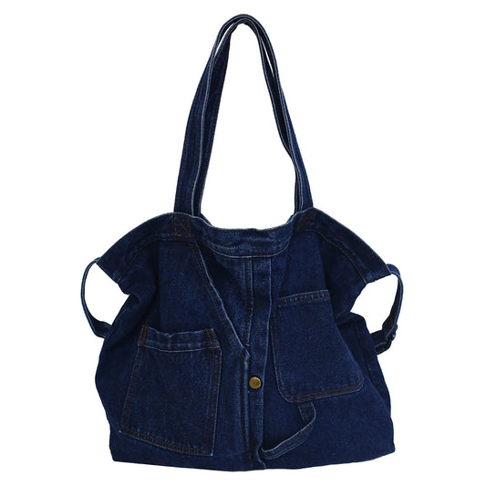 Women's Retro Shoulder Handbag – Large Capacity Vintage Crossbody Denim Tote for Travel & Daily Use