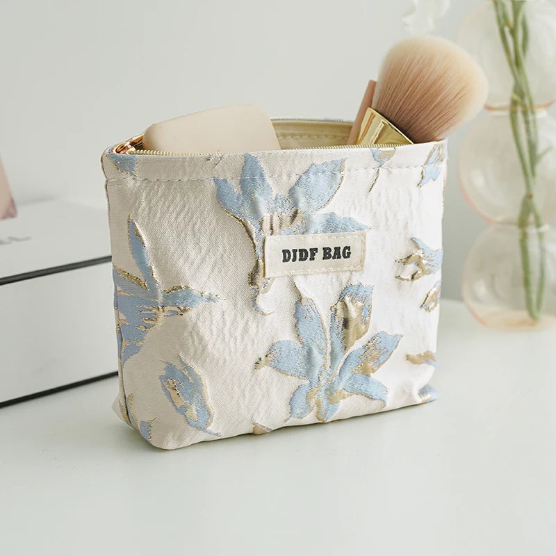 DJDF Women’s Floral Cosmetic Bag – Large-Capacity Travel Toiletry Organizer with Coin Pouch