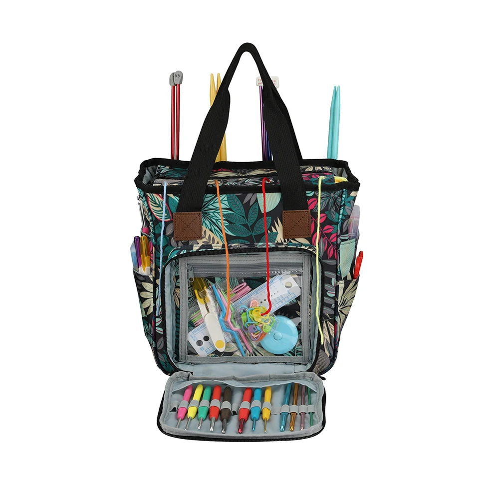 KOKNIT Knitting Tote Bag – Yarn Storage Organizer for Crochet Hooks, Knitting Needles & DIY Sewing Accessories